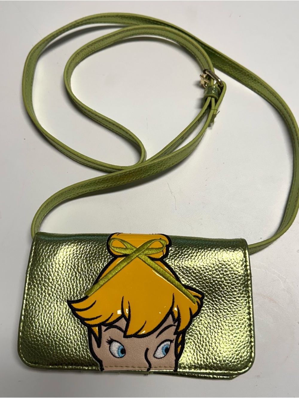 Disney Danielle Nicole Tinker Bell Crossbody Wallet Bag Metallic Green
